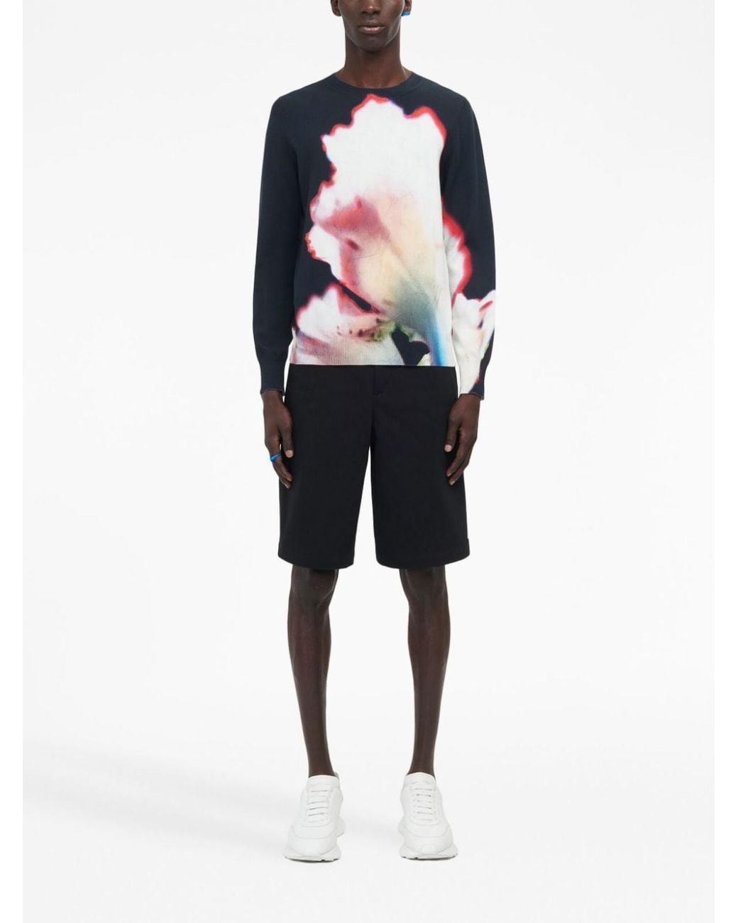 McQueen Blue Watercolour Print Sweater for men