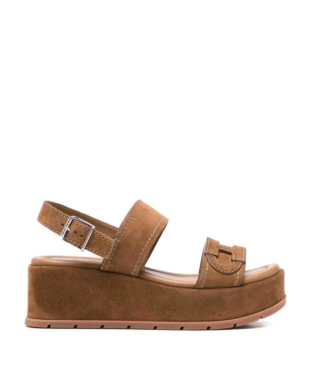 Hogan Brown H703 Suede Sandals