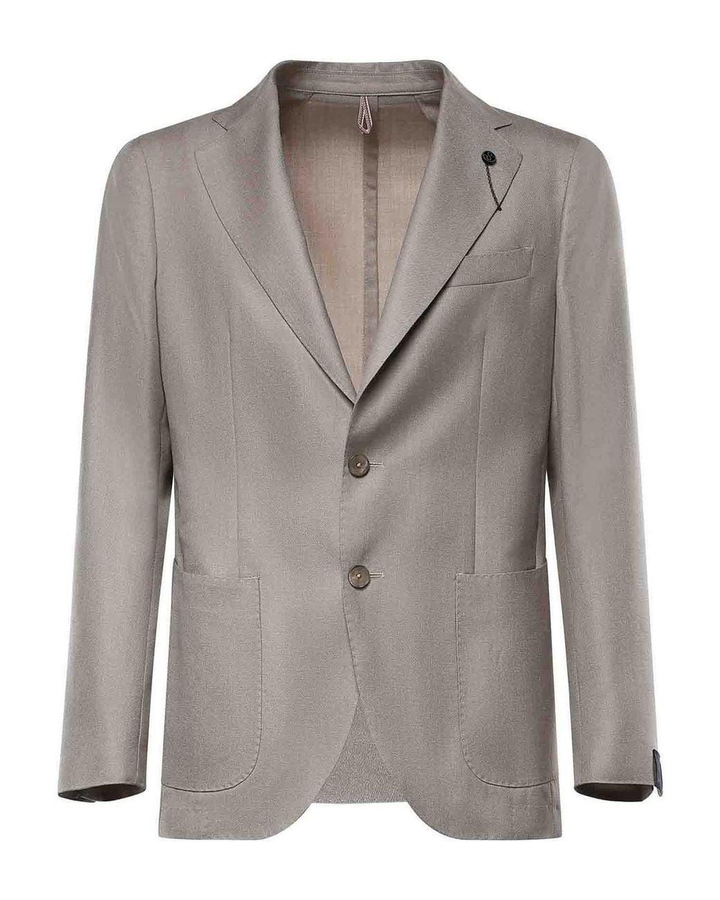 Santaniello Gray Single-Breasted Wool-Blend Blazer for men