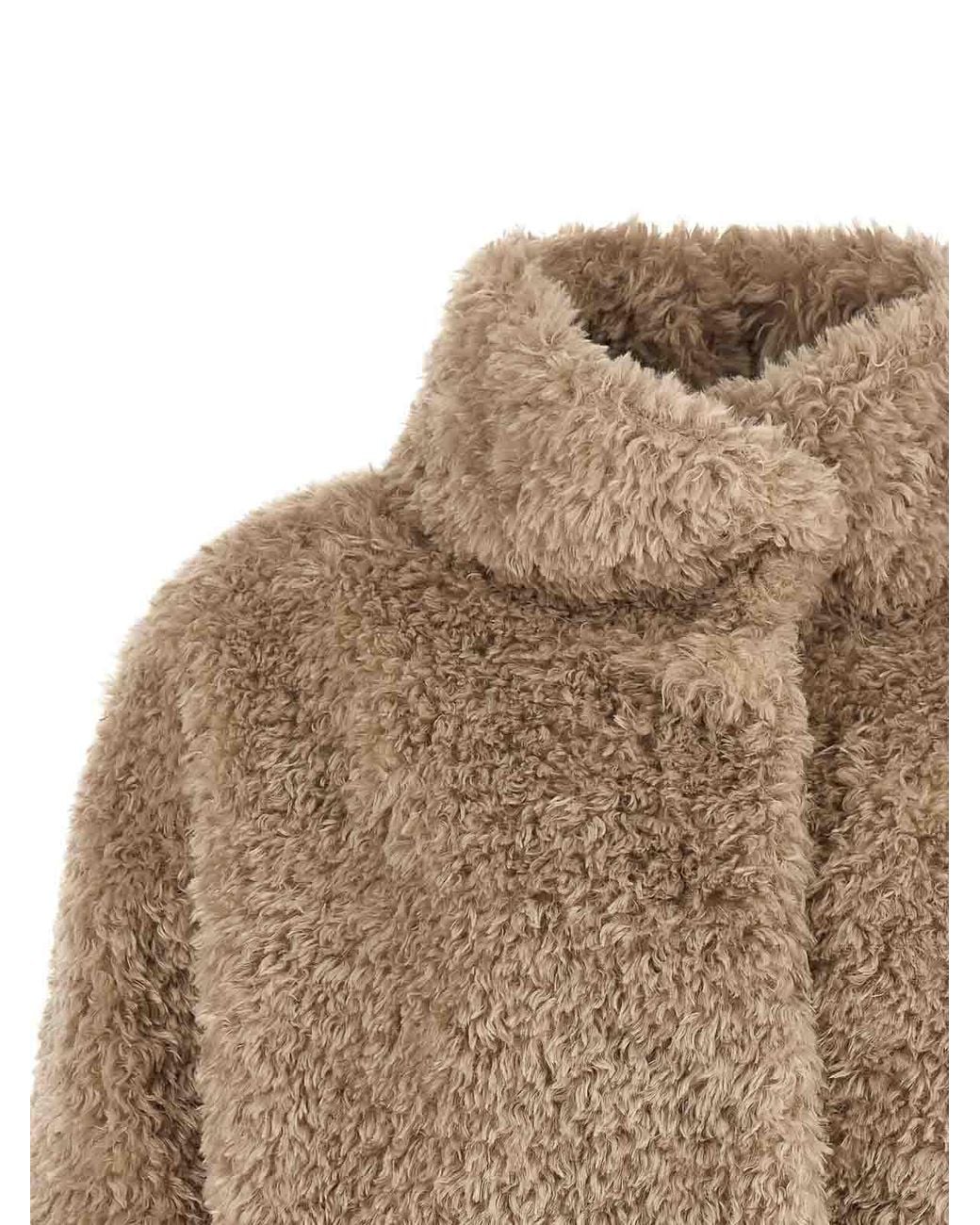 Herno Brown Curled Shearling Effect Coat