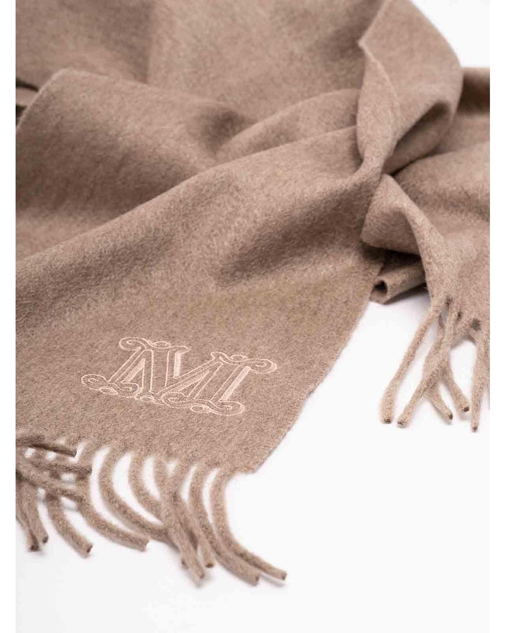 Max Mara Black Cashmere Stole With Monogram Embroidery