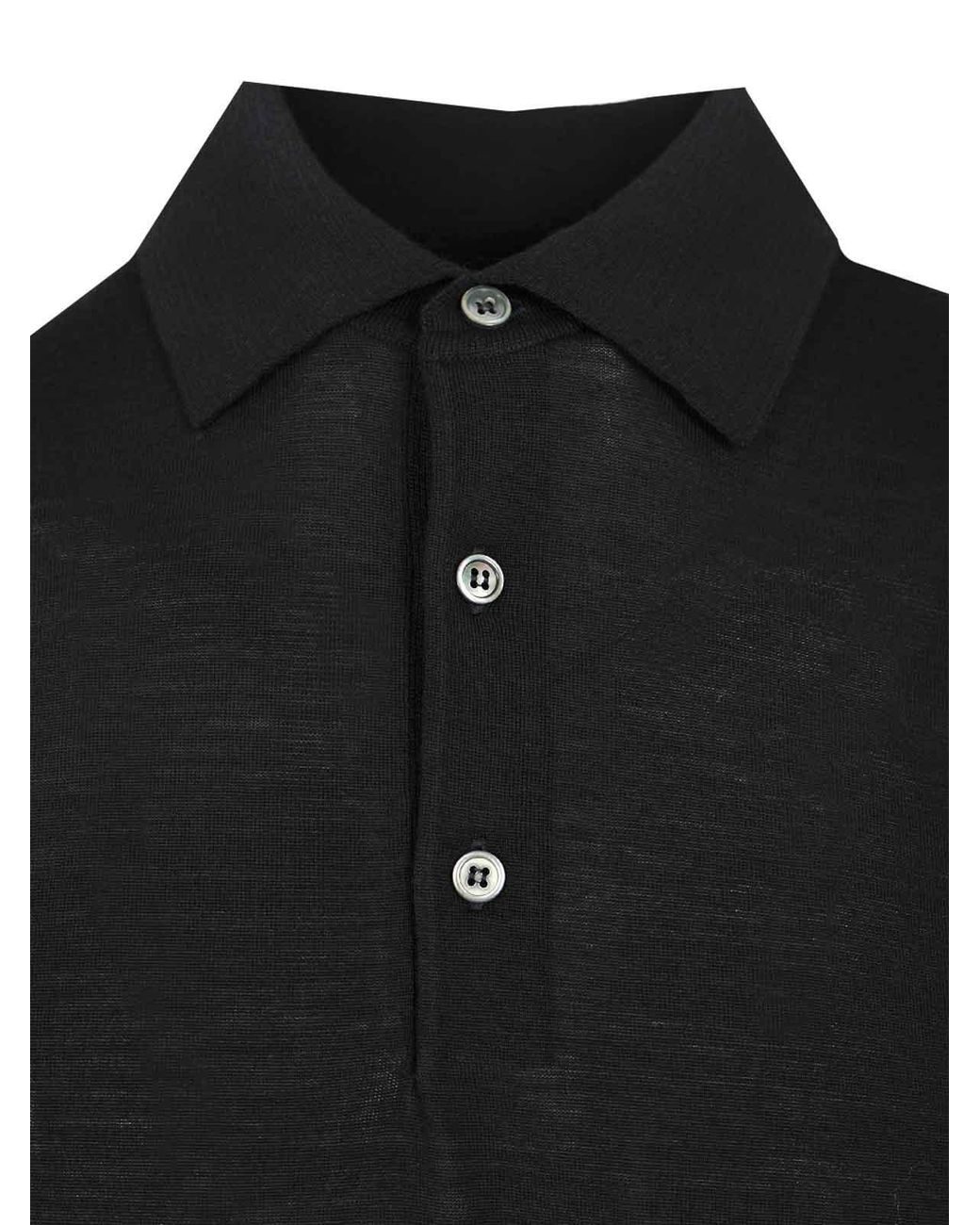 FILIPPO DE LAURENTIIS Black 180S Wool Polo for men