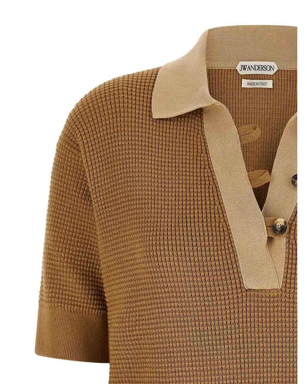J.W. Anderson Brown Waffle Stitch Polo Shirt