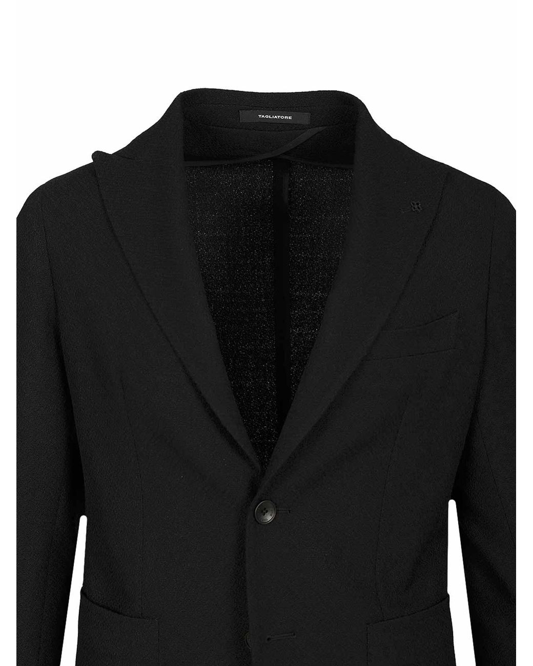 Tagliatore Black Unlined Wool Blazer for men