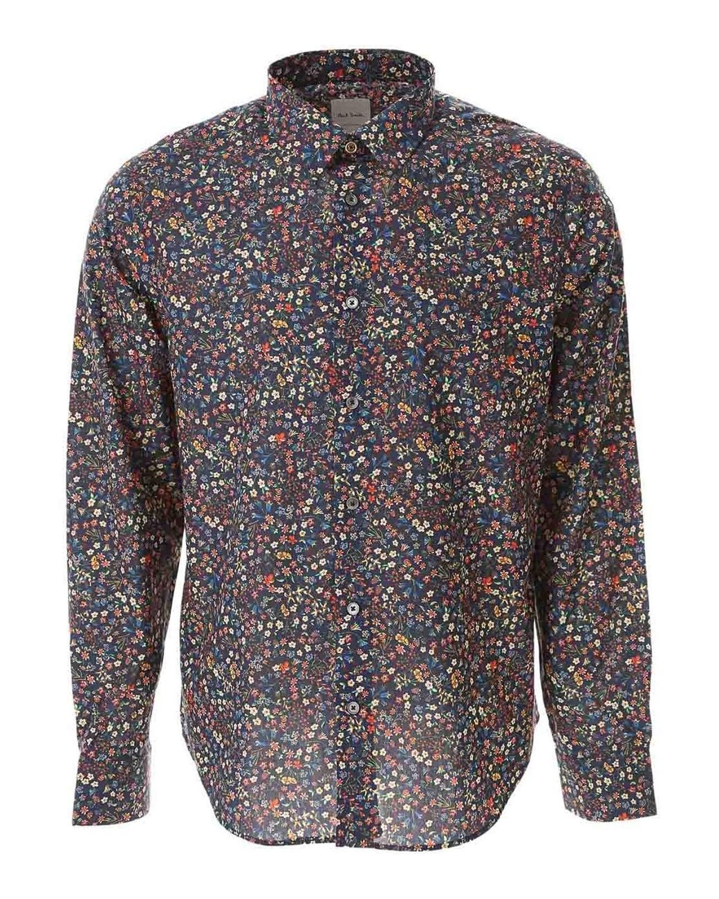 Paul Smith Gray Flower Slim Fit Shirt for men