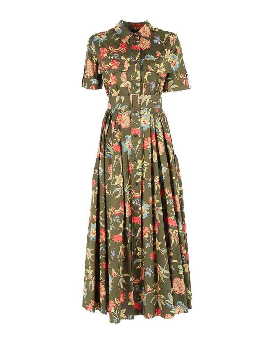 Fay Metallic Long Dress With All-Over Floral Print