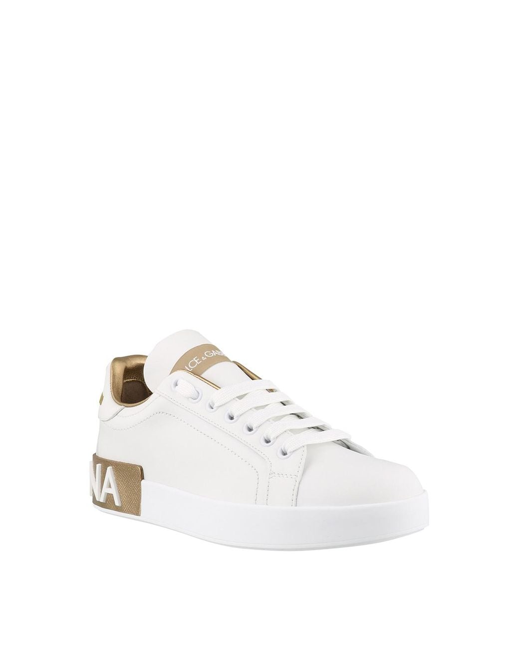 Dolce & Gabbana White Dolce & Gabbana Calf Leather 'Portofino' Sneakers