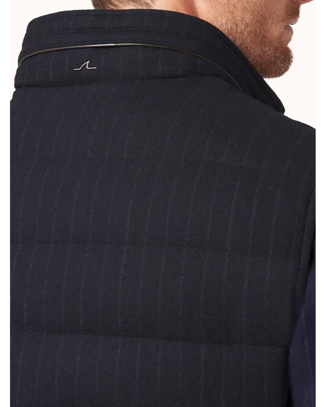 Paul & Shark Blue Quilted Pinstripe Wool Gilet for men