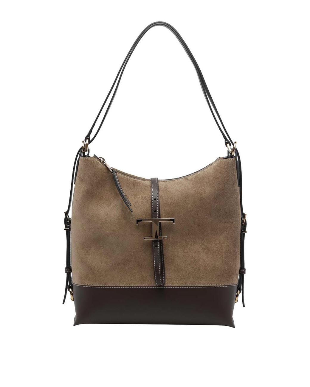 Tod's Brown T-Timeless Suede Medium Shoulder Bag