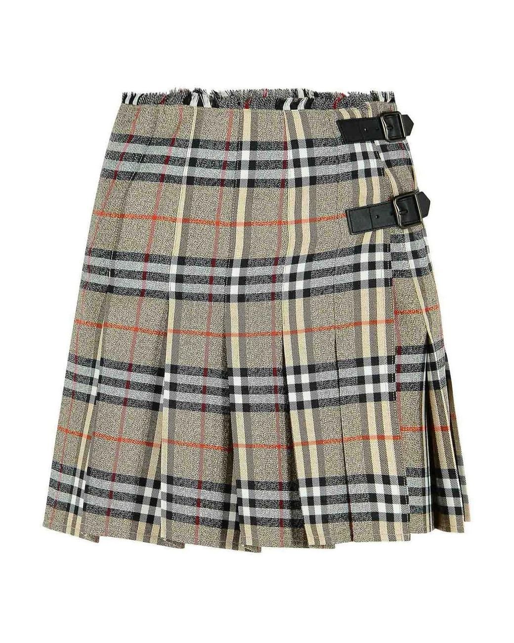 Burberry Gray Wool Mini Kilt