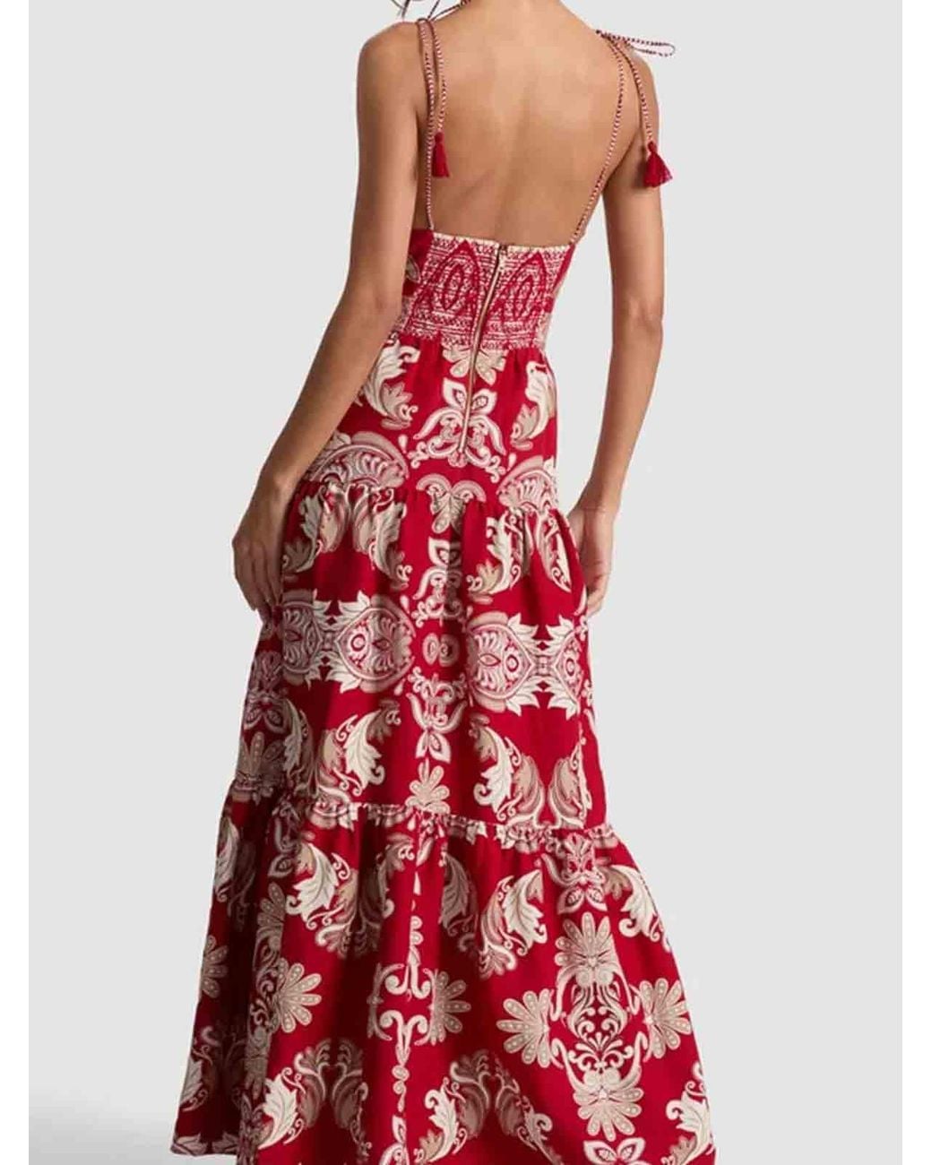alice olivia red dress + Oriana Strapless Drop Waist Mini crafted from georgette with cascades of lace ruffles that move beautifully as you walk Alice + Olivia Dita Panelled