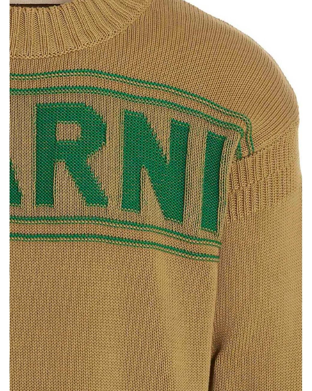 Marni Green Cotton Sweater With Logo for men