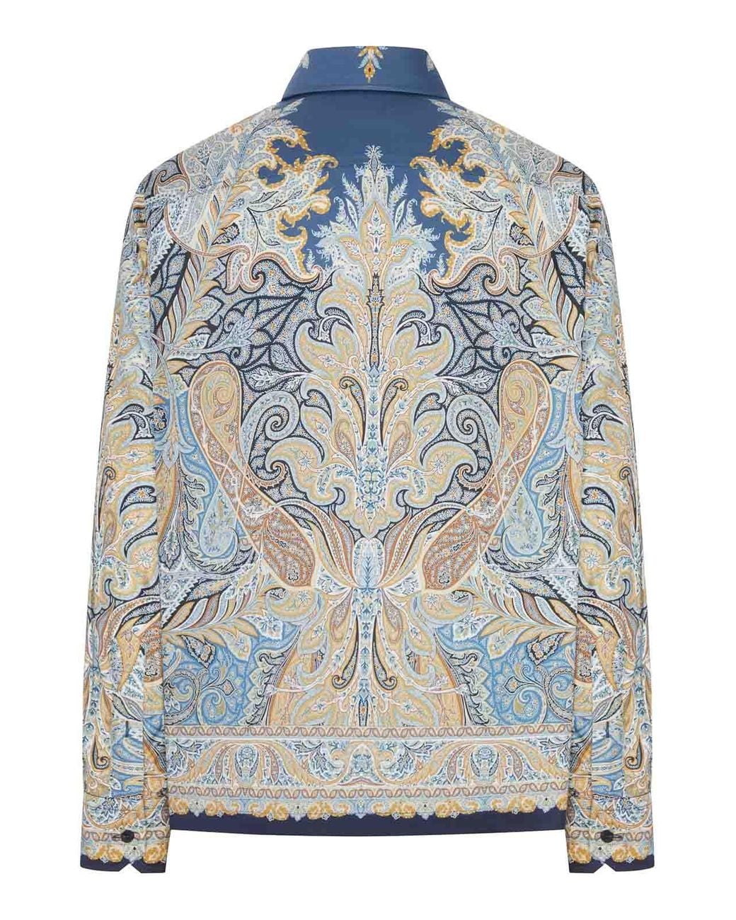 Etro Blue Printed Cotton Shirt With Paisley Pattern for men