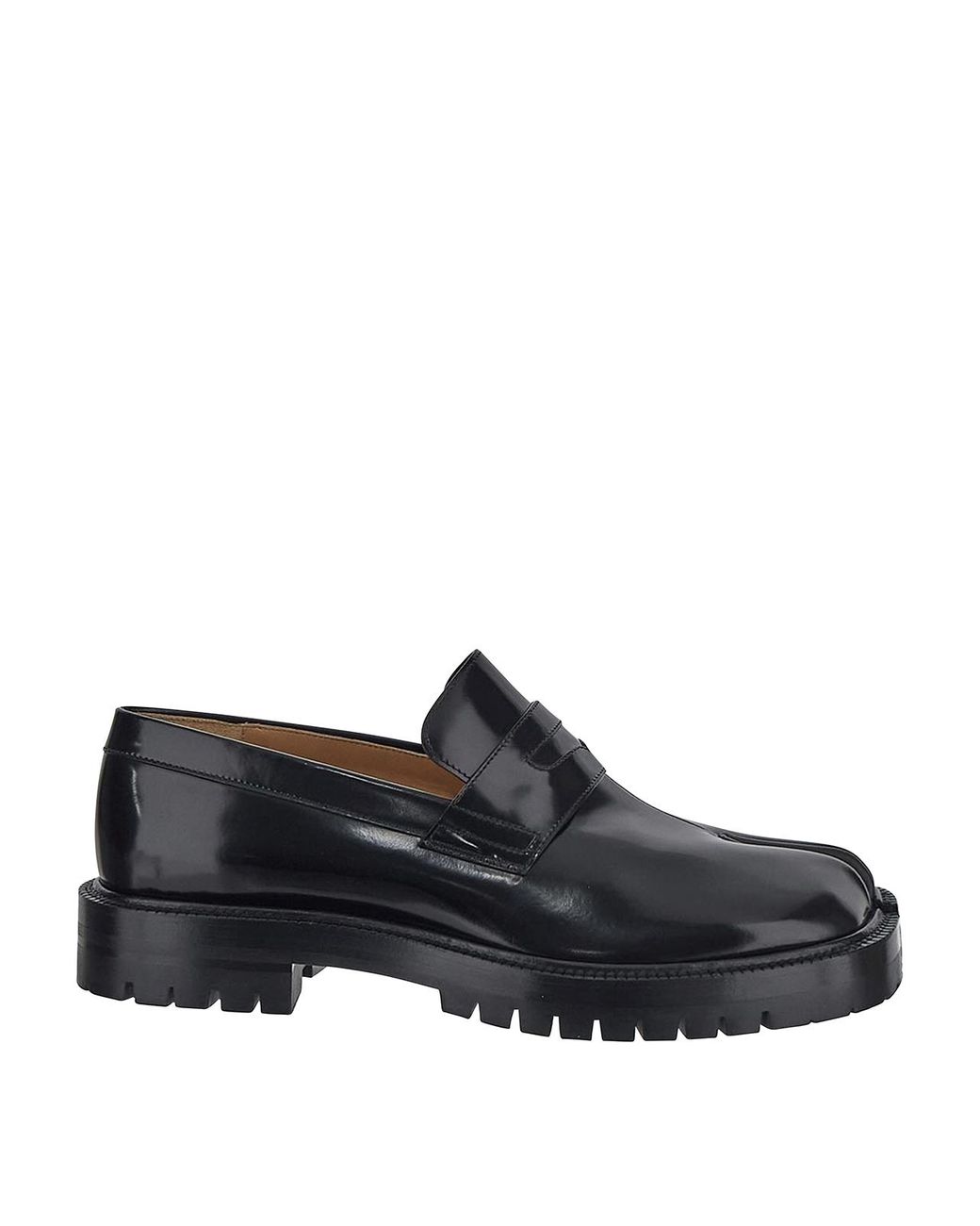 Maison Margiela Black Brushed Leather Tabi Loafers for men