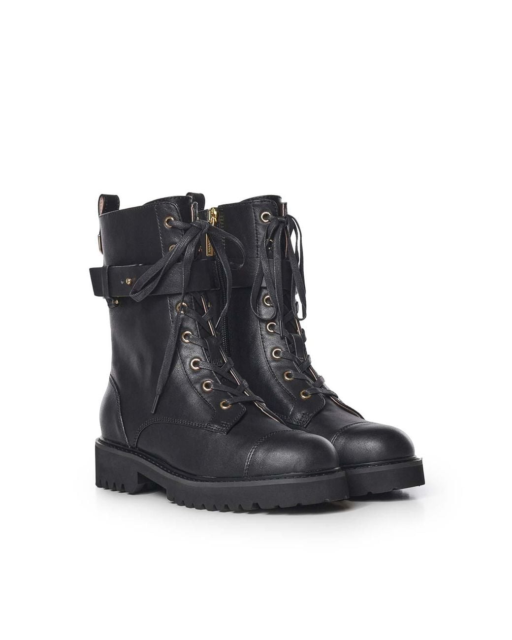 Coccinelle Black Leather Combat Boots