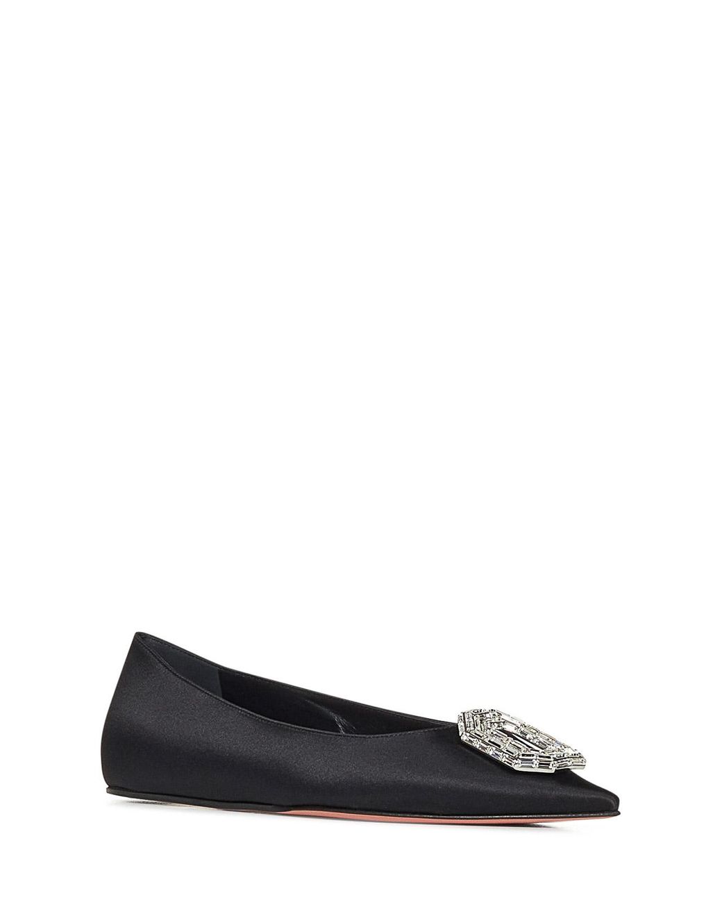 AMINA MUADDI Black Camelia Flat Silk Satin Ballet Flats
