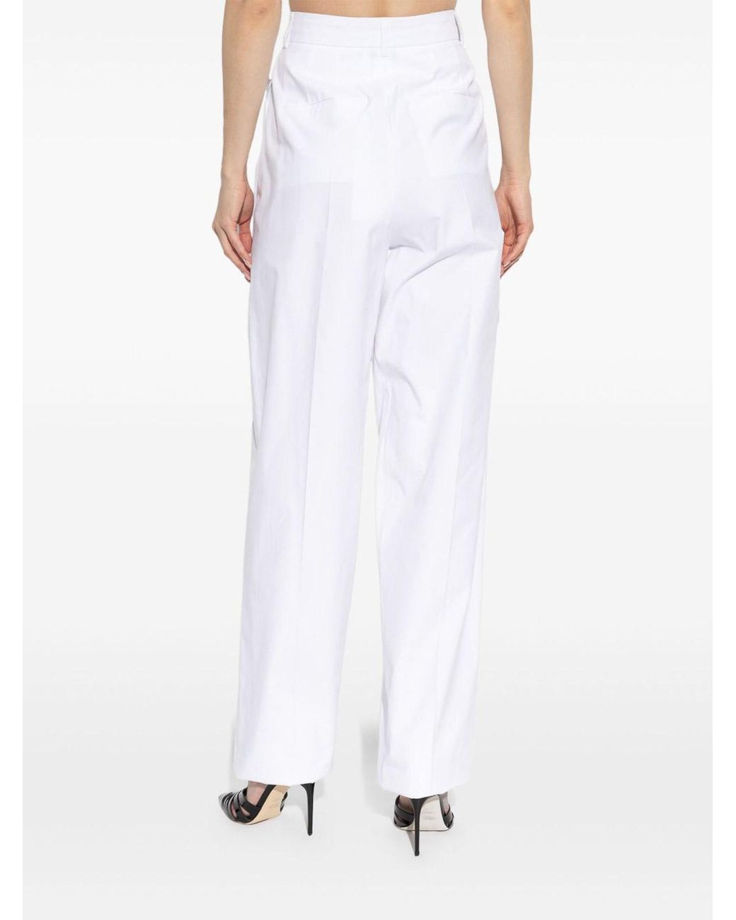 Sportmax White Cotton Trousers