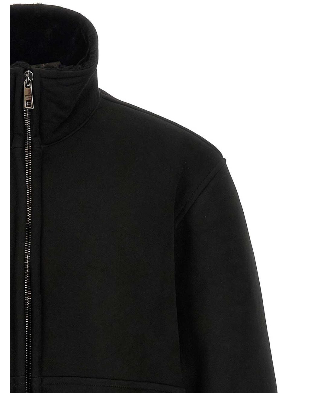 Giorgio Brato Black Shearling Caban Coat for men