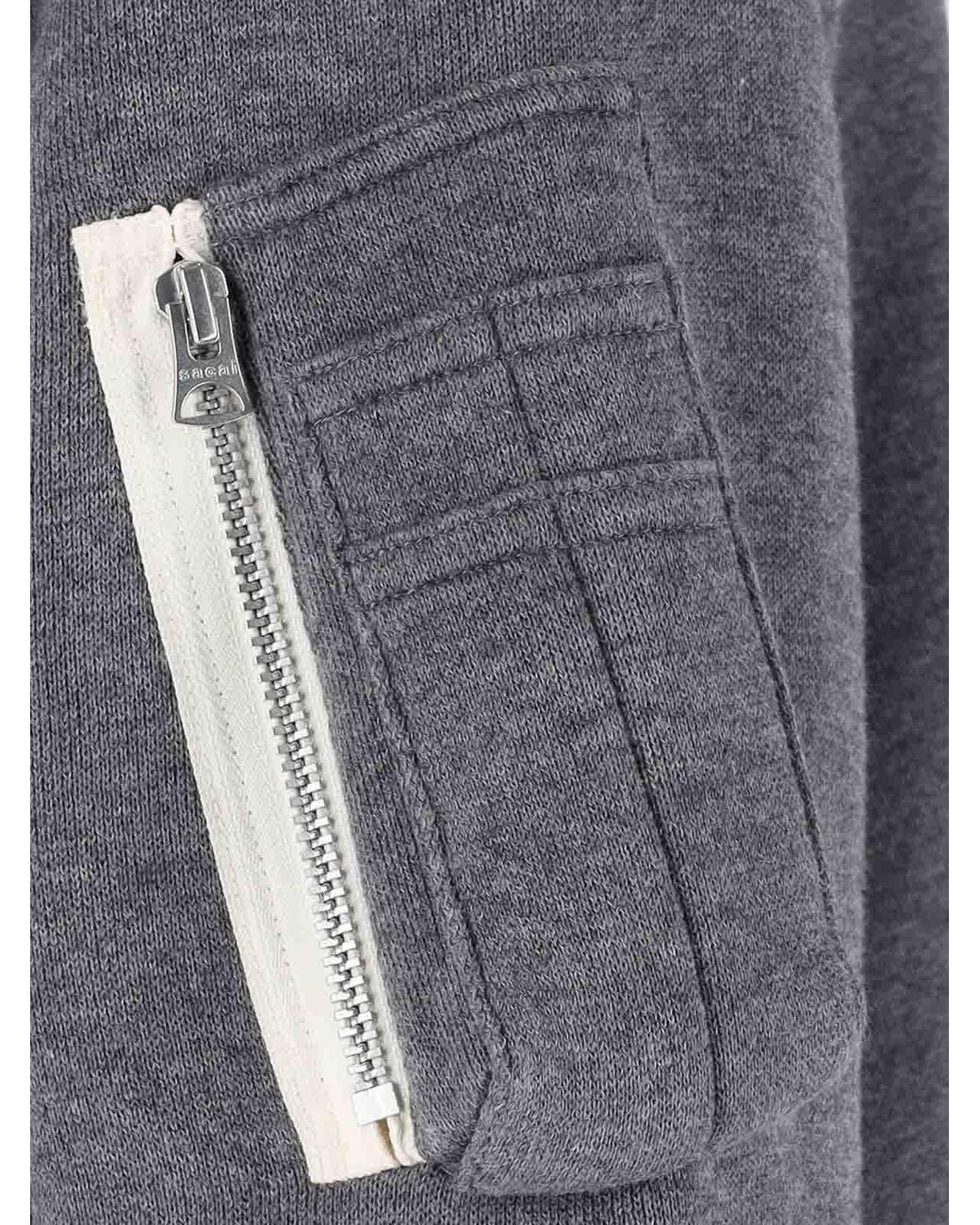 Sacai Gray Zip-Up Hoodie for men