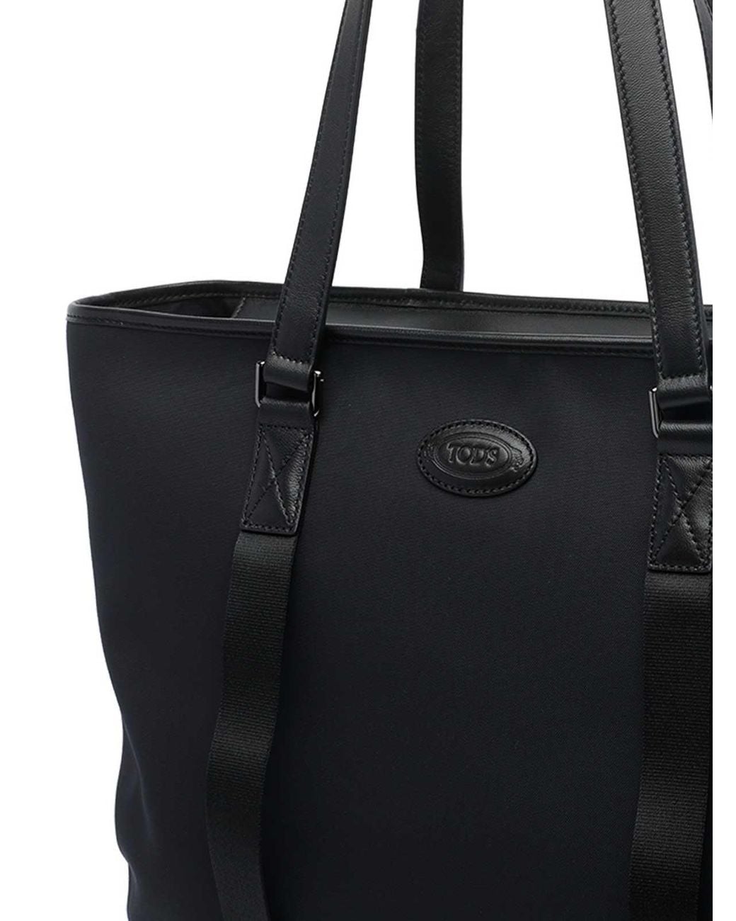 Tod's Black Shopping Bag Fabric And Leather for men