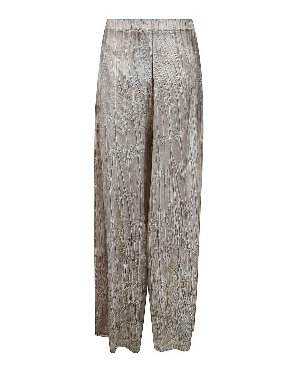 Avant Toi Gray Crumpled Effect Silk Palazzo Pants