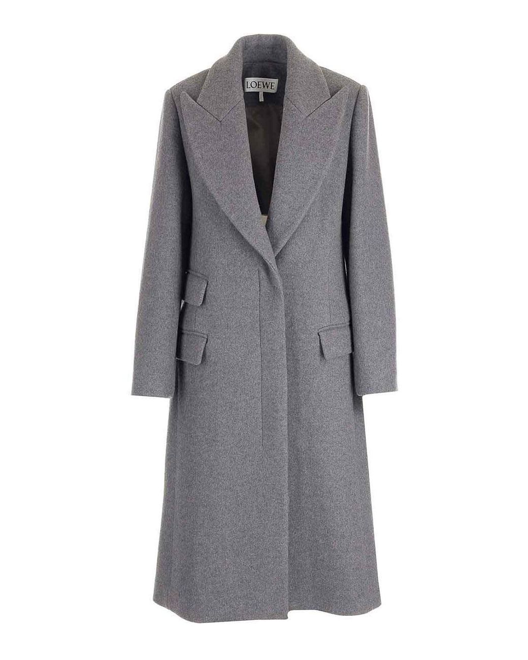 Loewe Gray Wool And Cashmere Long Coat