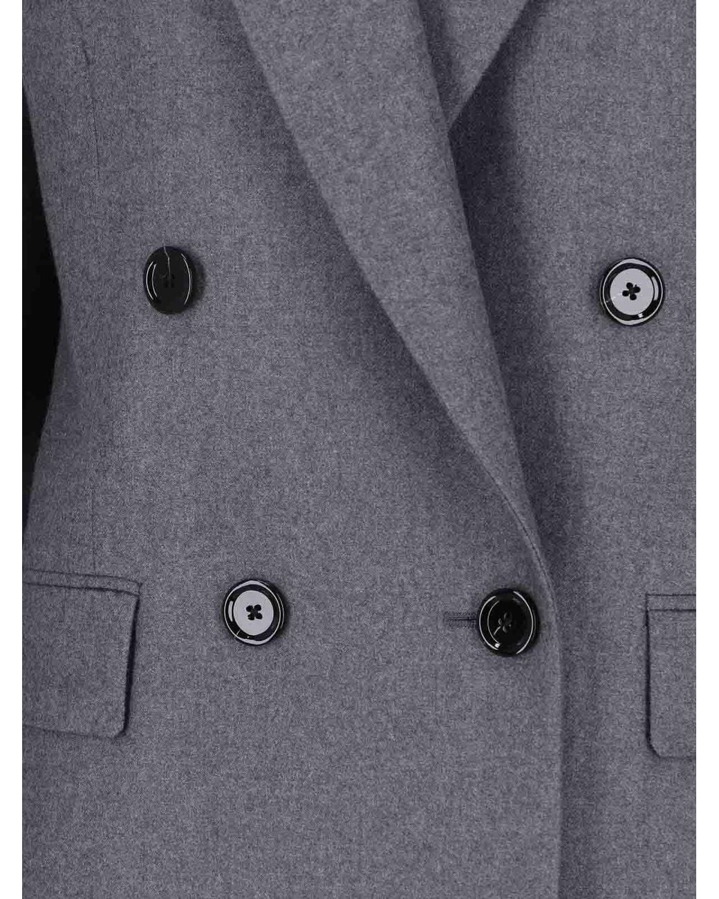 Lardini Gray Double-Breasted Cashmere Coat