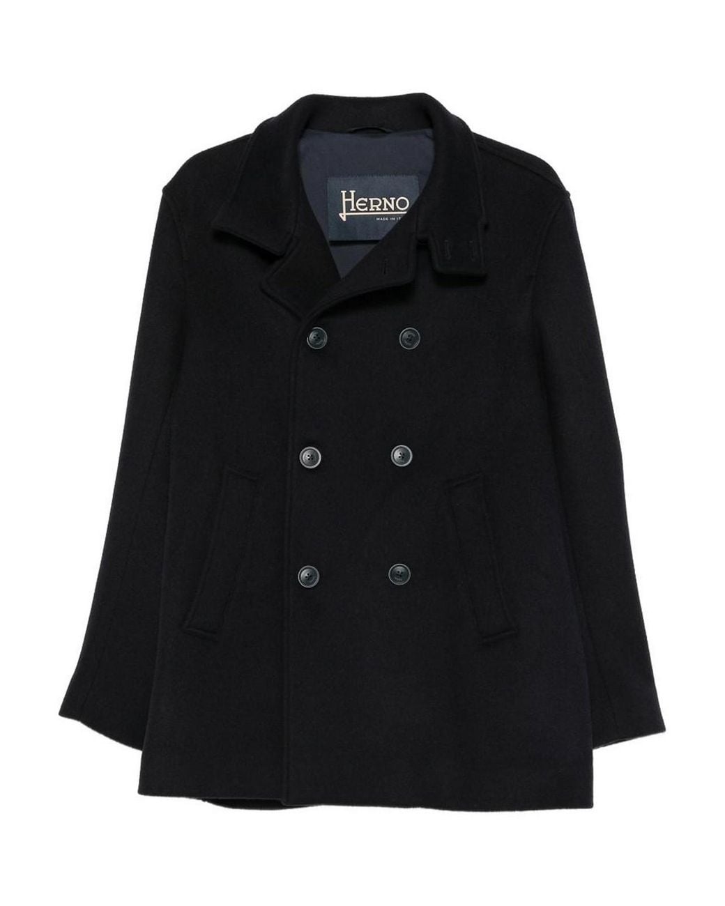 Herno Black Double-Breasted Short Coat for men