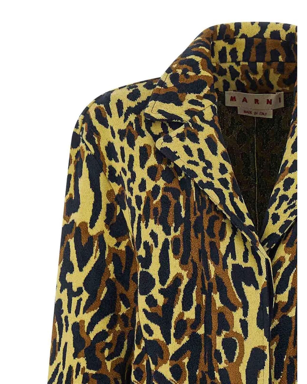 Marni Multicolor Animalier Jacquard Wool Coat