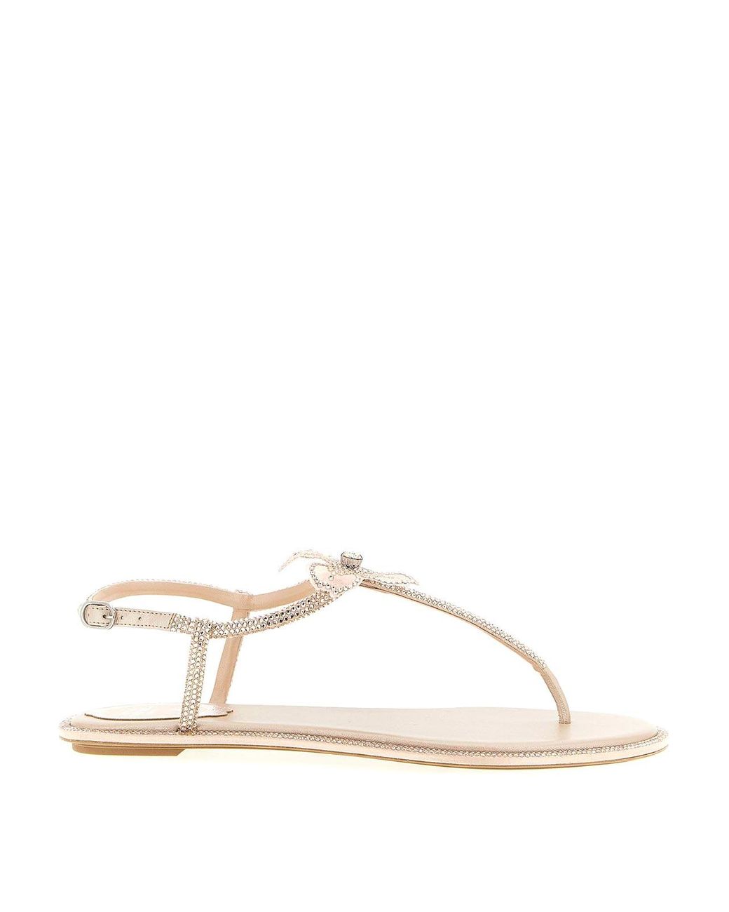 Rene Caovilla Natural Peach Flower Sandals