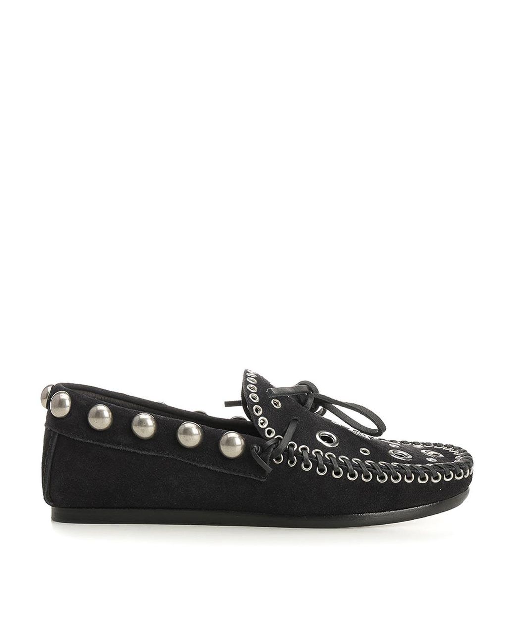 Isabel Marant Black Suede Eyelets Moccasin