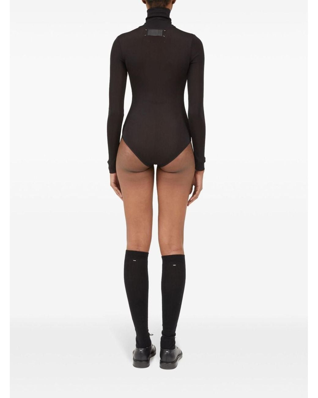Maison Margiela Black High Neck Bodysuit With Long Sleeves