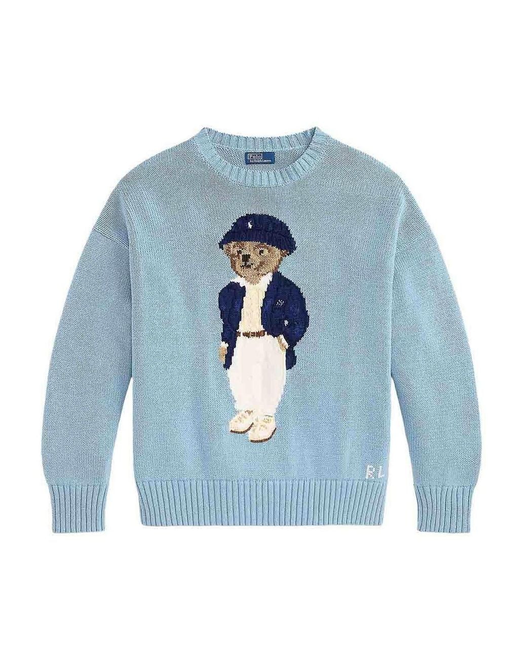 Polo Ralph Lauren Blue Polo Bear Oversize Cotton Jumper