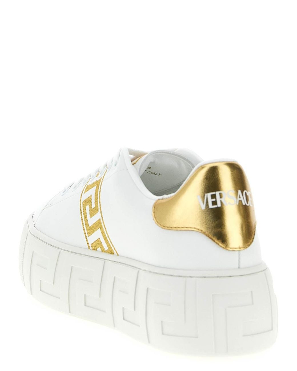 Versace White La Greca Embroidered Platform Sneakers