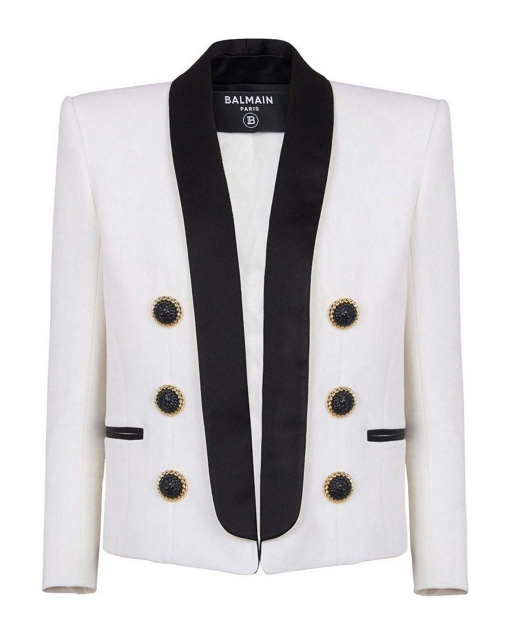 Balmain Black Cropped Jacket With Buttons