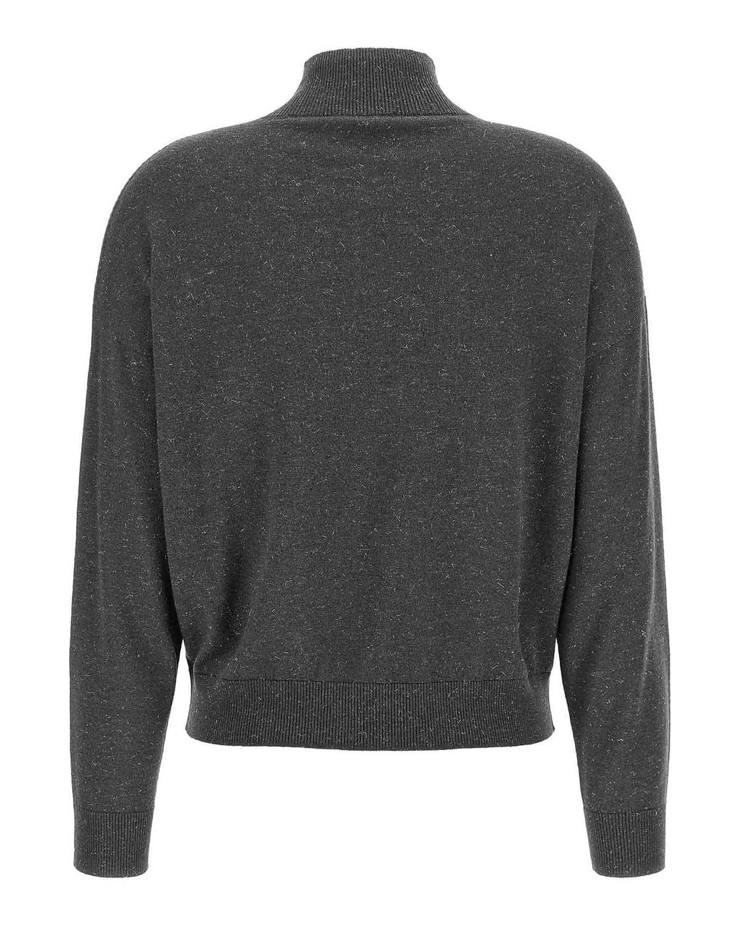 Peserico Gray Lam Thread Turtleneck Sweater
