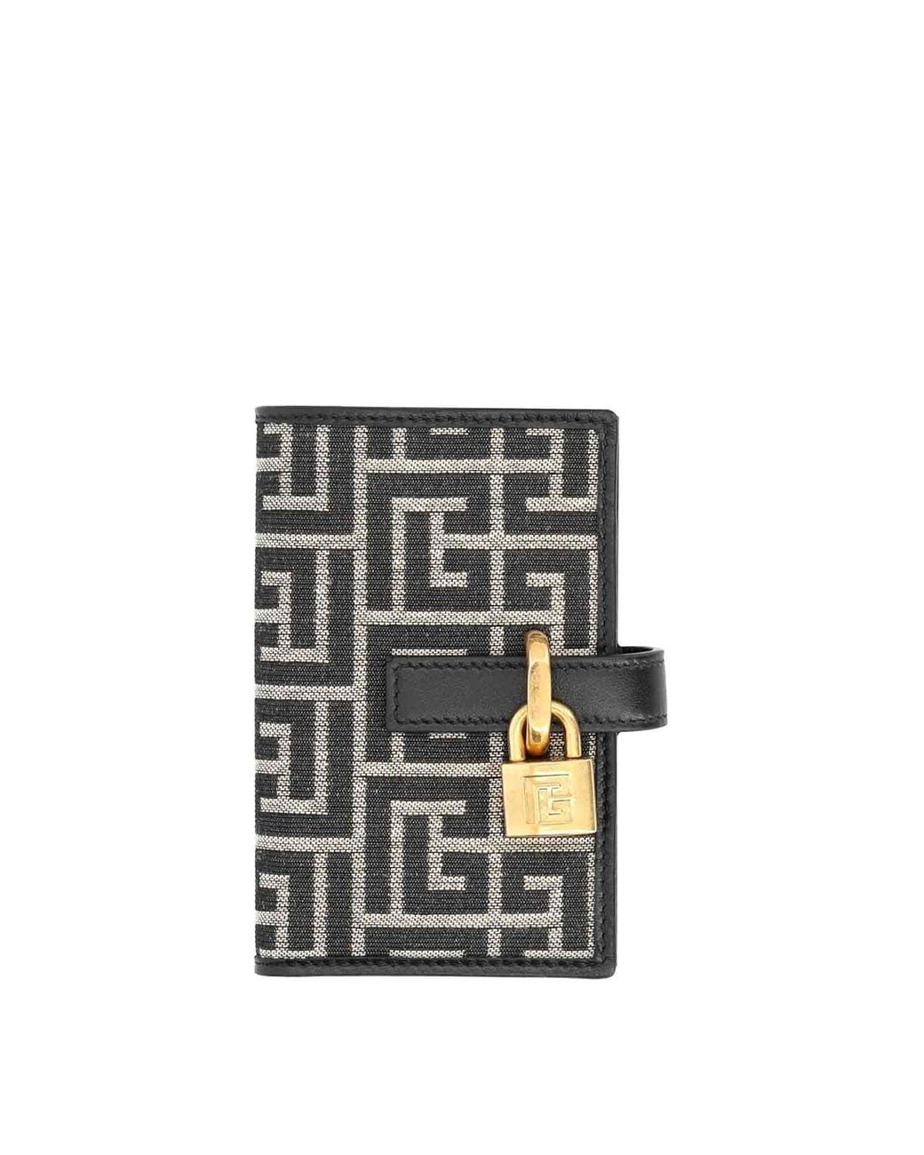 Balmain White Monogram Card Holder With Padlock for men