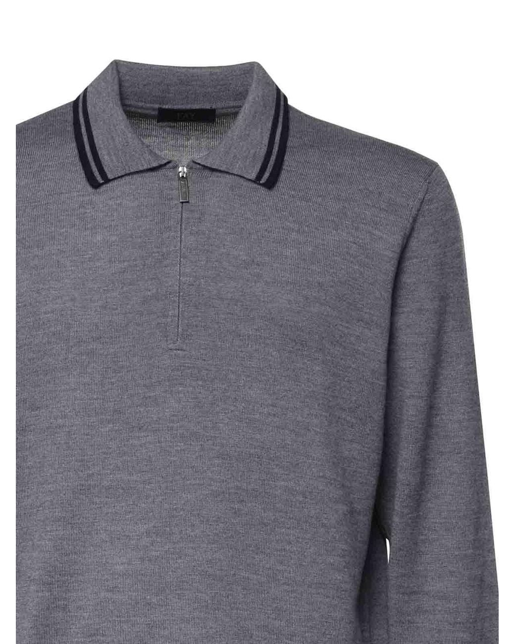 Fay Gray Wool Polo for men