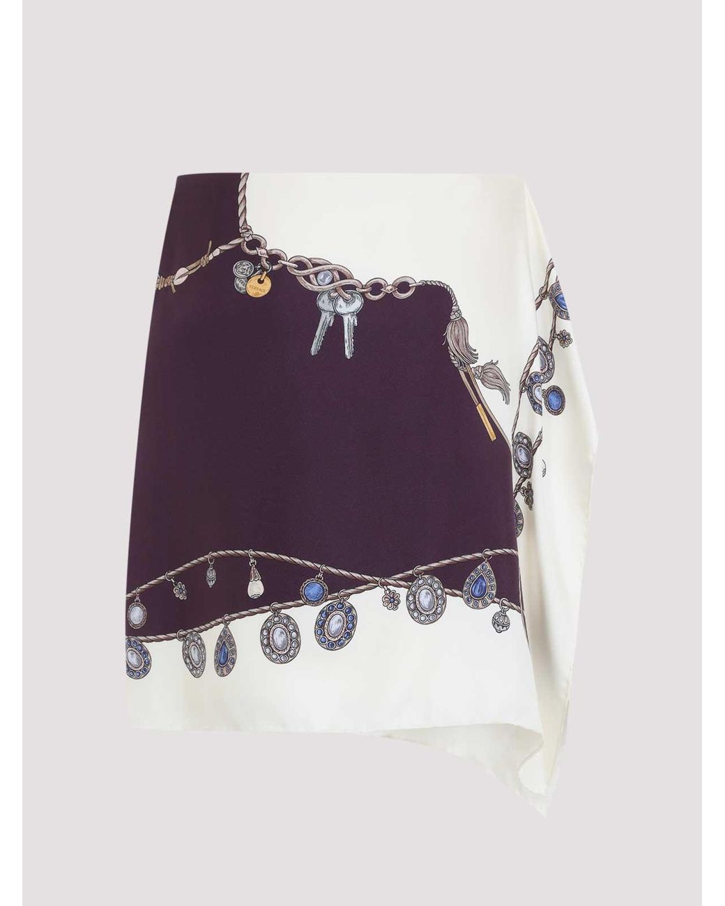 Versace Purple Silk Stolen Jewels Skirt
