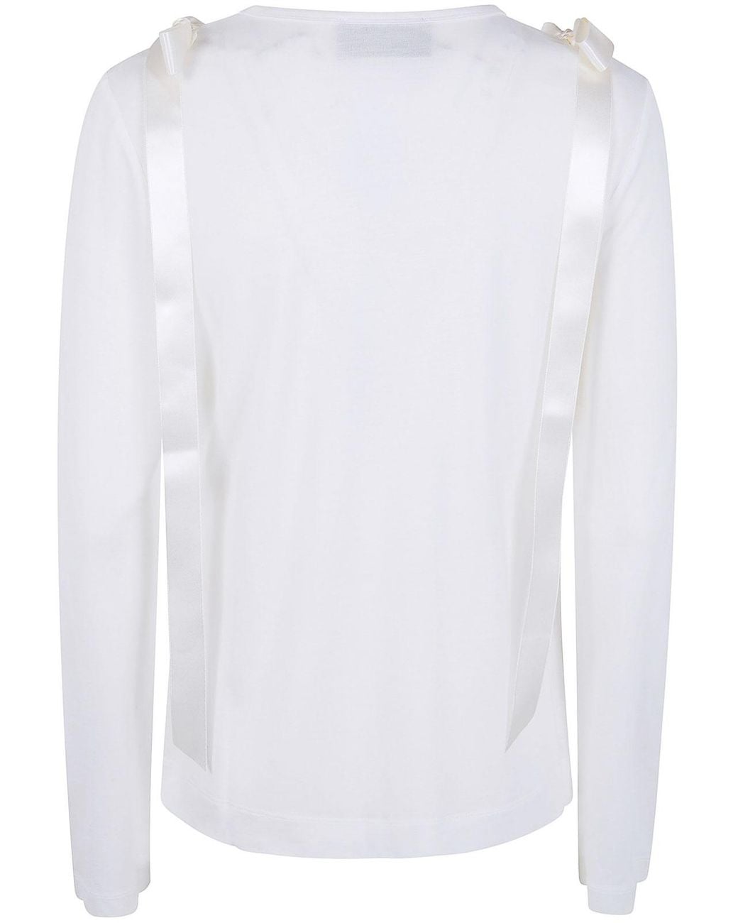 Simone Rocha White Bow Ribbon Tail Long Sleeve T-Shirt