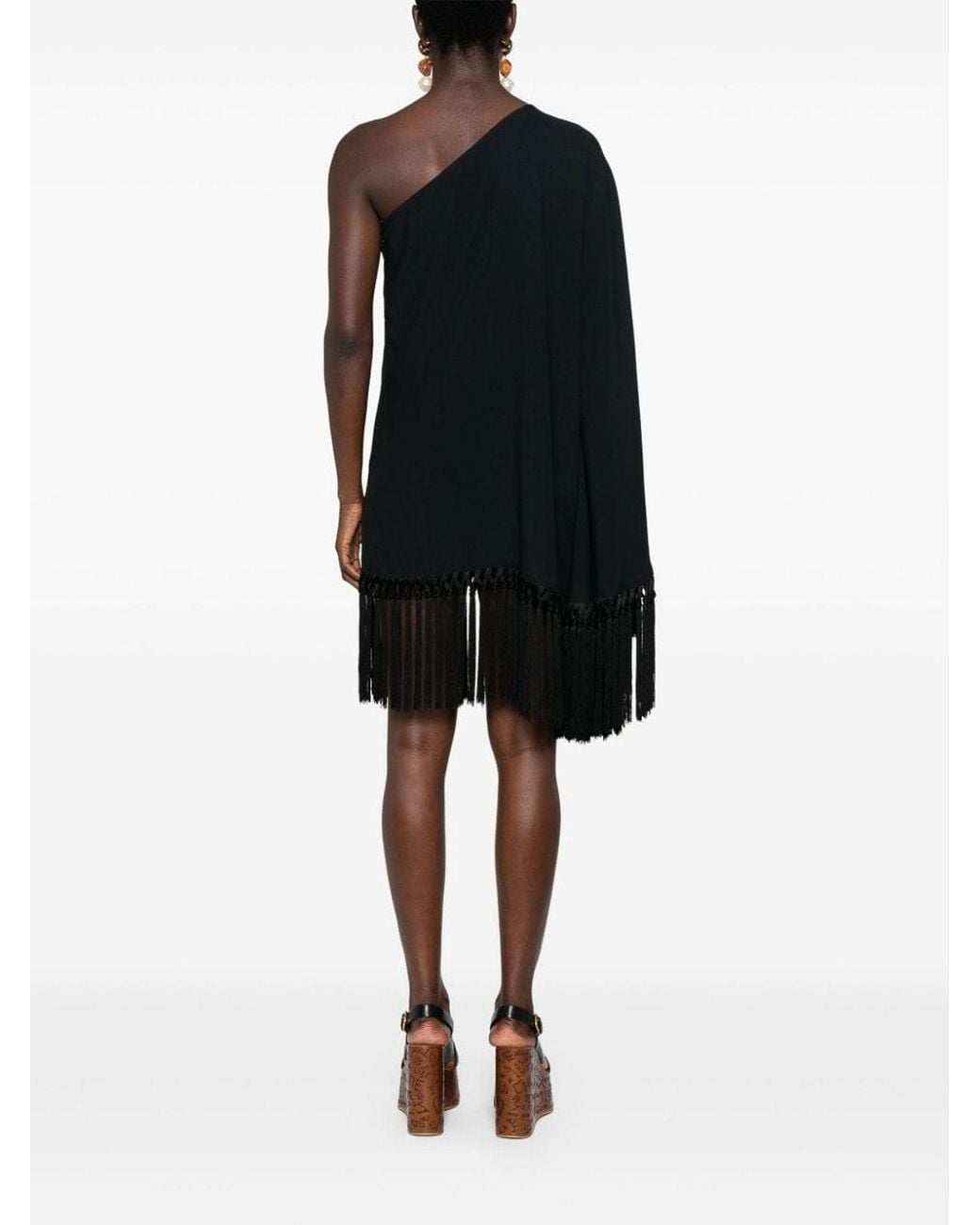 Taller Marmo Black Piccolo Arno Fringed Short Dress