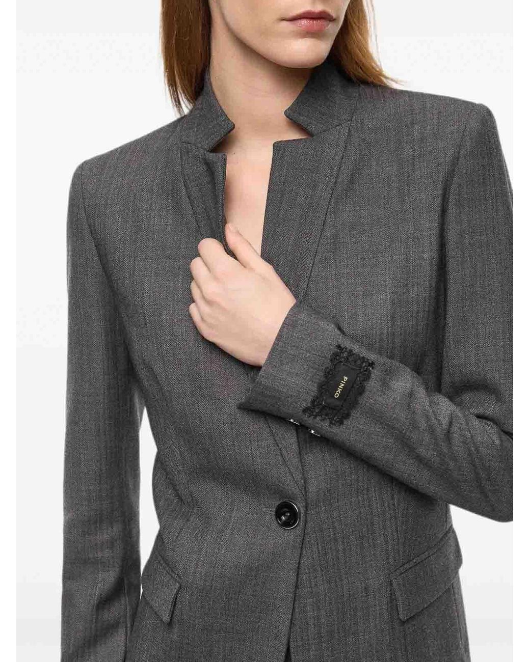Pinko Black Kebab Raven Armored Wool Jacket