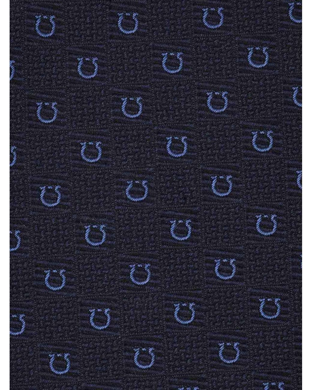Ferragamo Blue Gancini Jacquard Silk Tie for men