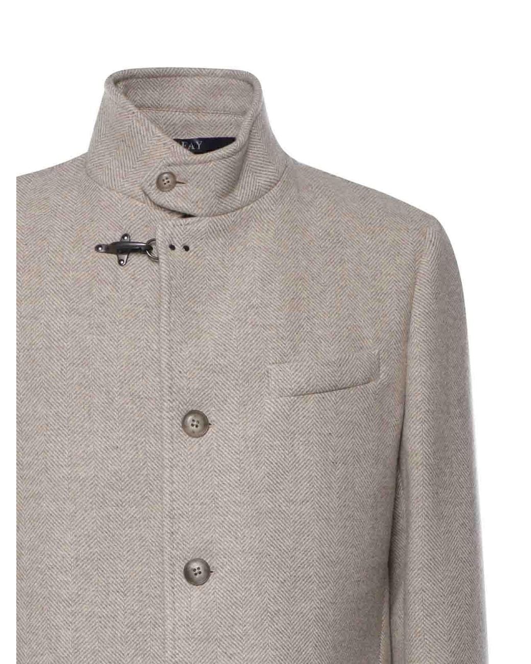 Fay Gray Wool Herringbone Coat for men