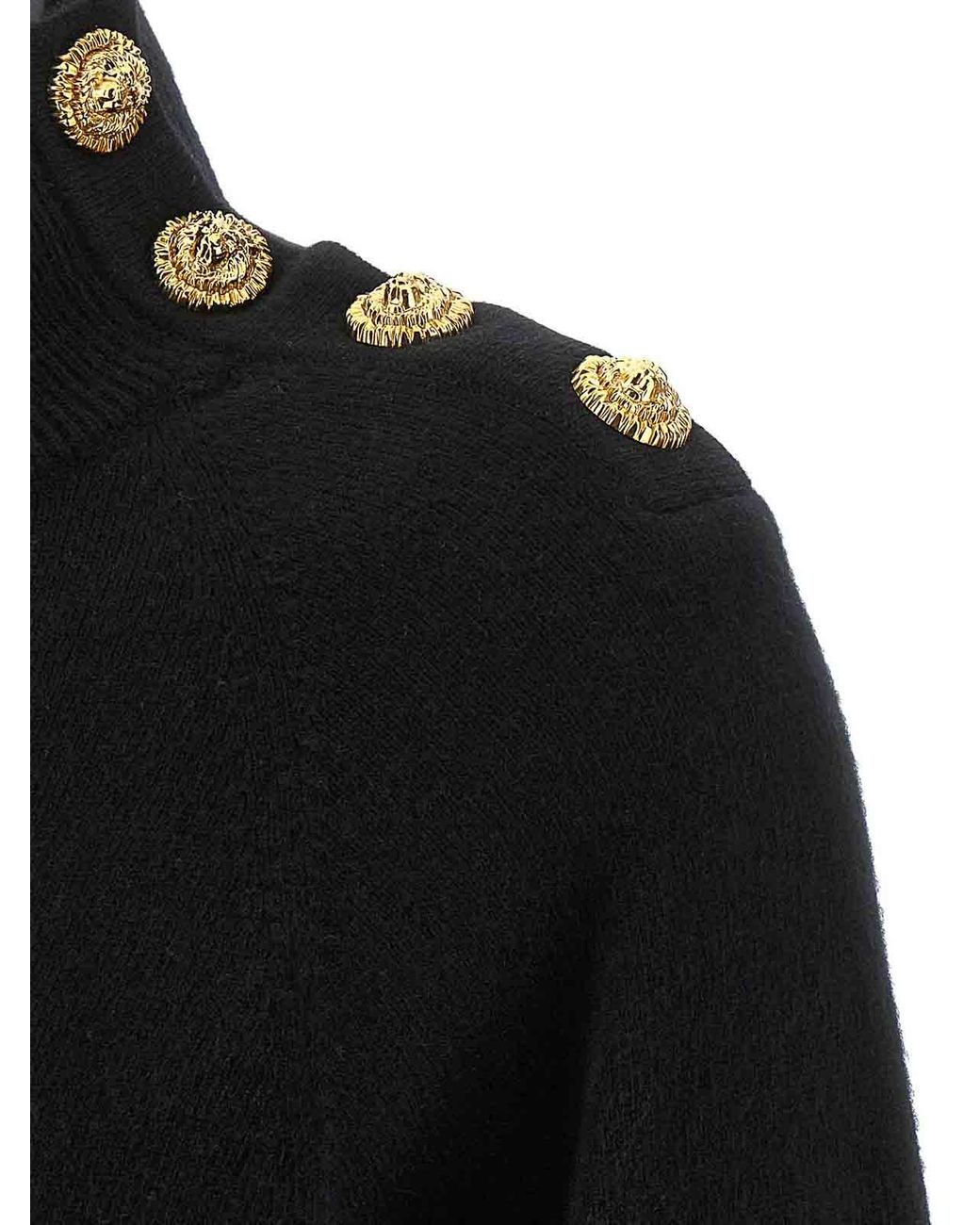 Balmain Black Cashmere Wool Sweater