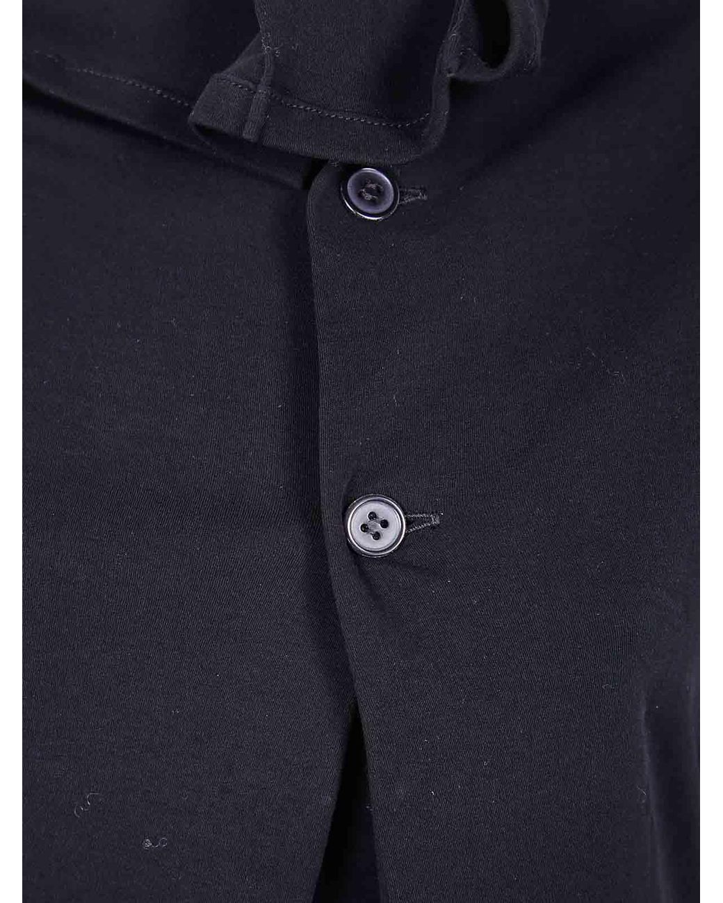 Y's Yohji Yamamoto Blue Ka- Back Button Off-Neck T