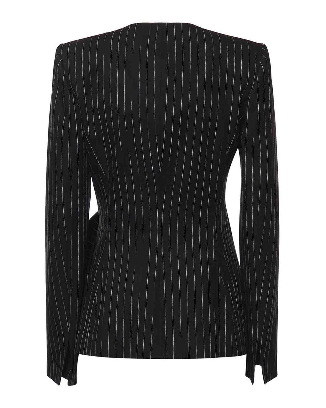 Genny Black Pinstriped Jacket With Bow