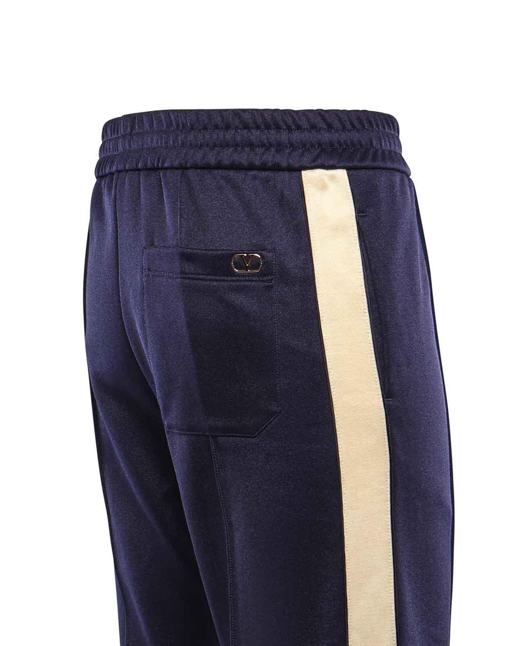 Valentino Garavani Blue Acetate Trousers With Vlogo Patch for men