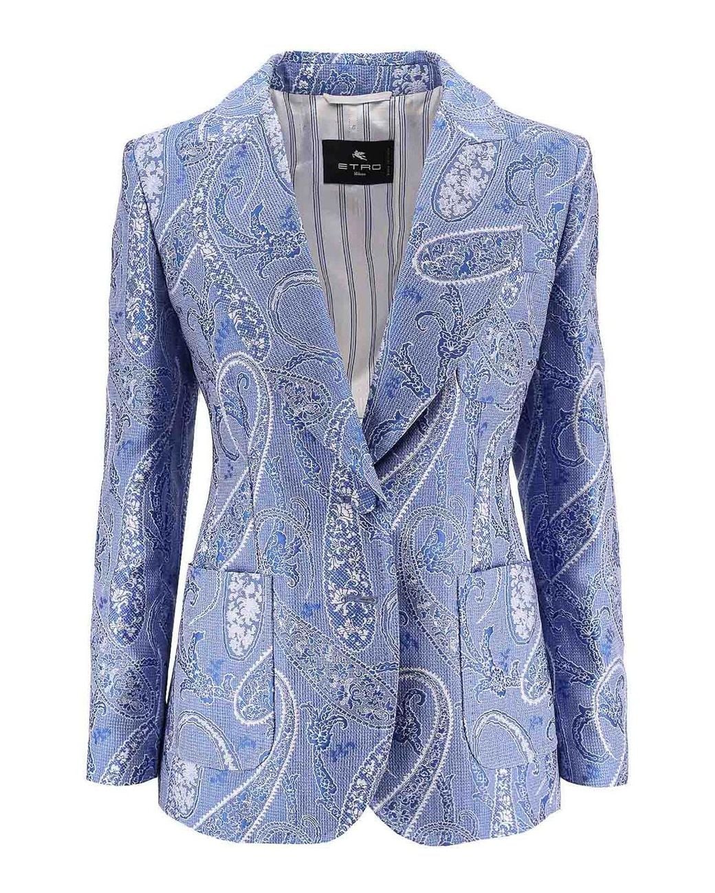 Etro Blue Single-Breasted Blazer