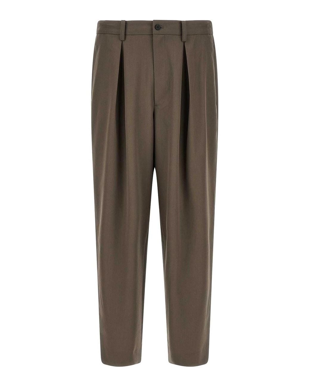 Ssstein Brown Pants With Pleats for men
